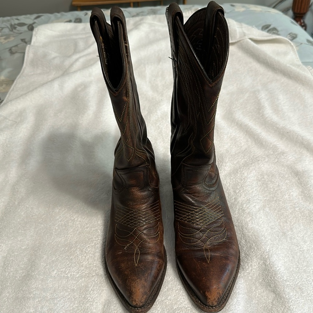 Frye cowboy boots.
